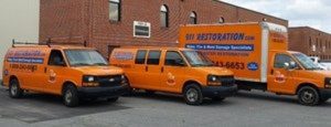 Water Damage and Mold Removal Fleet At Commercial Job Location